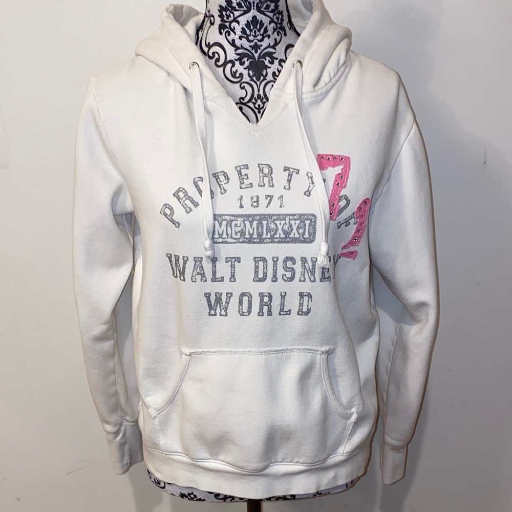 5/$50 Walt Disney World Cream Hoodie with Pink Accents Size Medium/Large